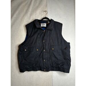 Willow Bay Mens XXL Blue Plaid Lined Utility Vest Navy Cotton Blend Full Zip